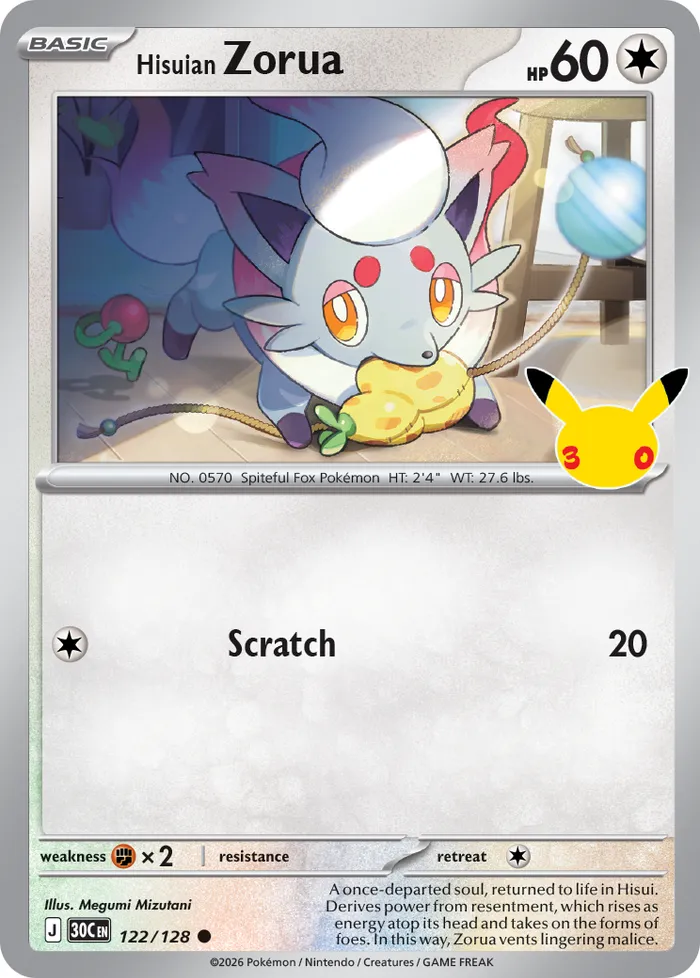 Carte Hisuian Zorua — 30th Celebration JP