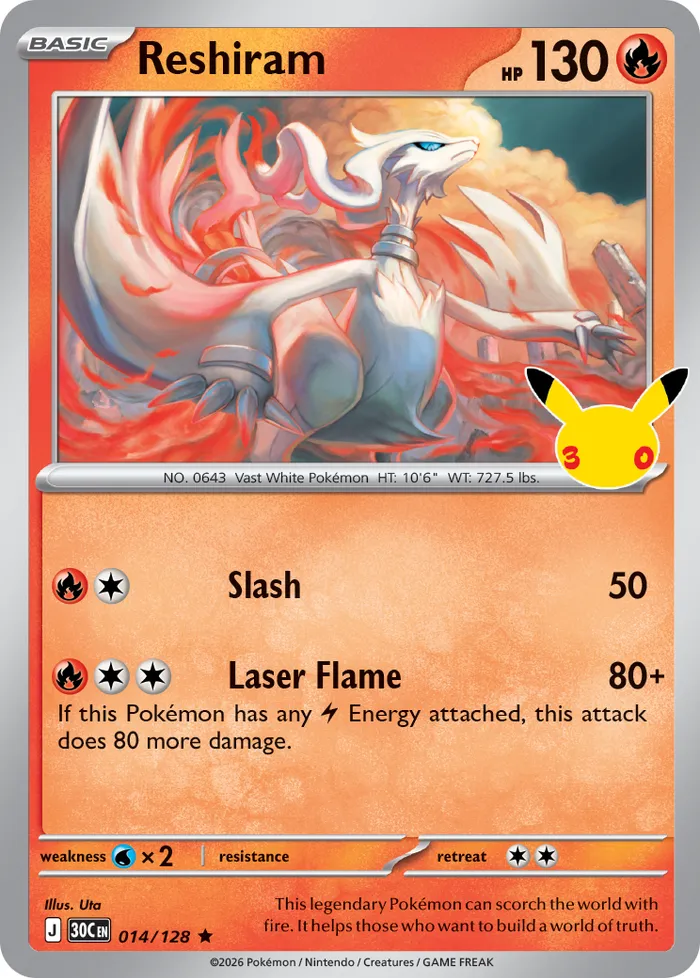 Carte Reshiram — 30th Celebration