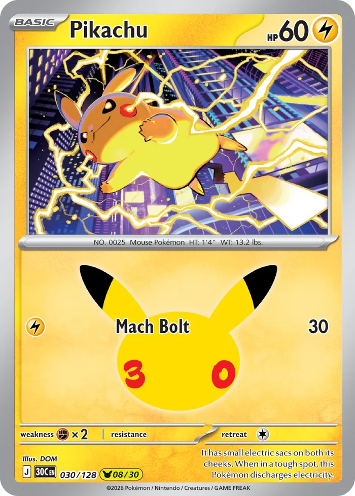 Carte Pikachu — 30th Celebration