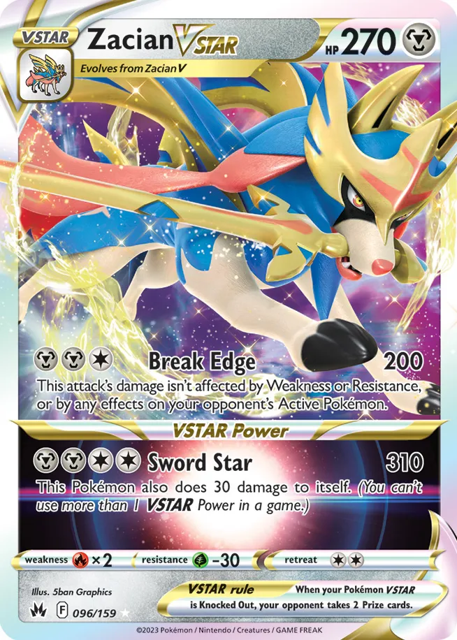 Carte Zacian VSTAR — Crown Zenith