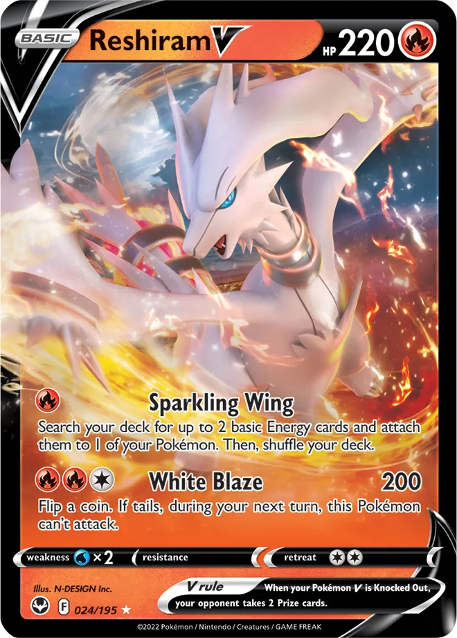 Carte Reshiram V — Silver Tempest