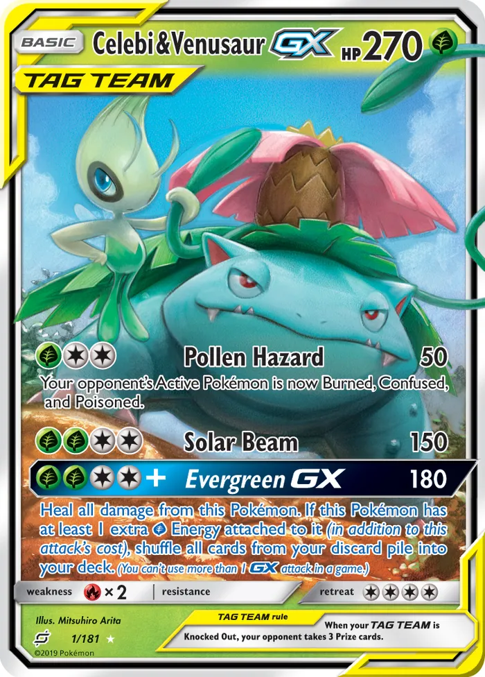 Carte Celebi & Venusaur GX — Team Up