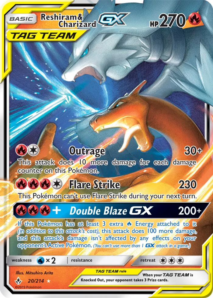 Carte Reshiram & Charizard GX — Unbroken Bonds