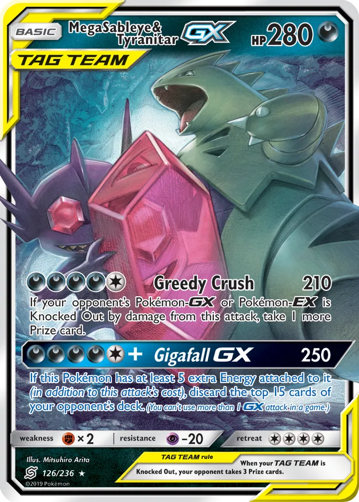 Carte Mega Sableye & Tyranitar GX — Unified Minds