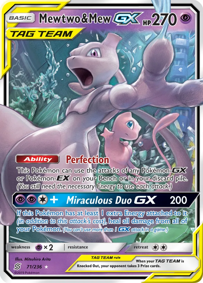 Carte Mewtwo & Mew GX — Unified Minds