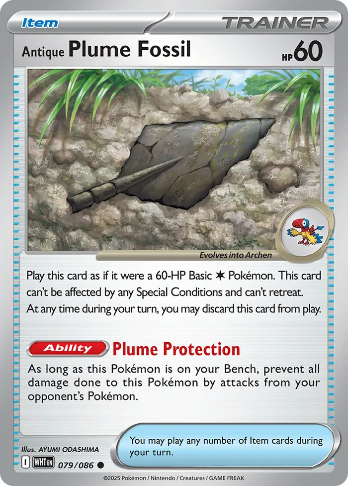 Carte Fossile Plume Ancien — White Flare Additionals