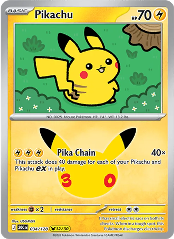 Carte Pikachu — 30th Celebration