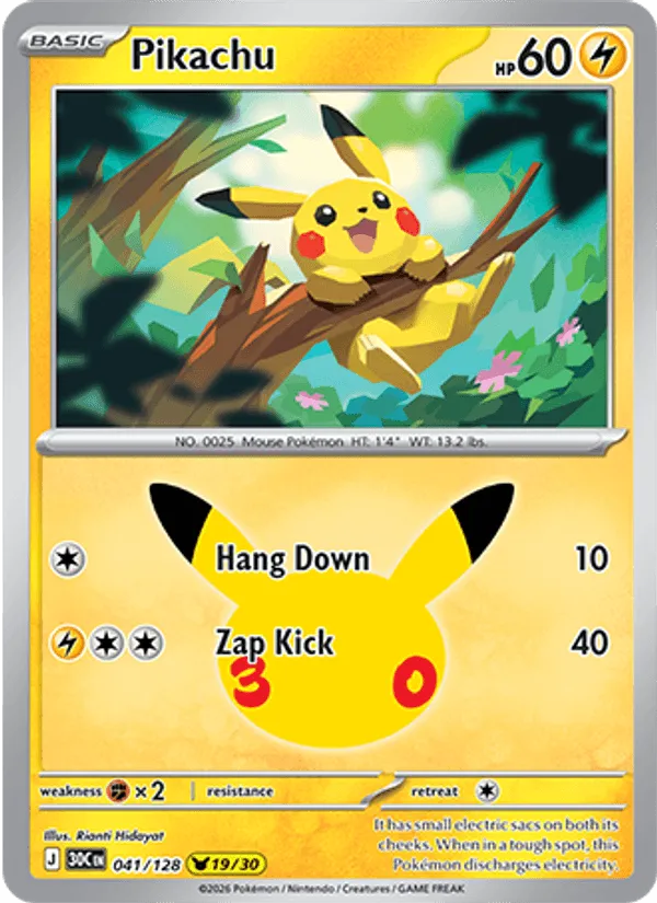 Carte Pikachu — 30th Celebration