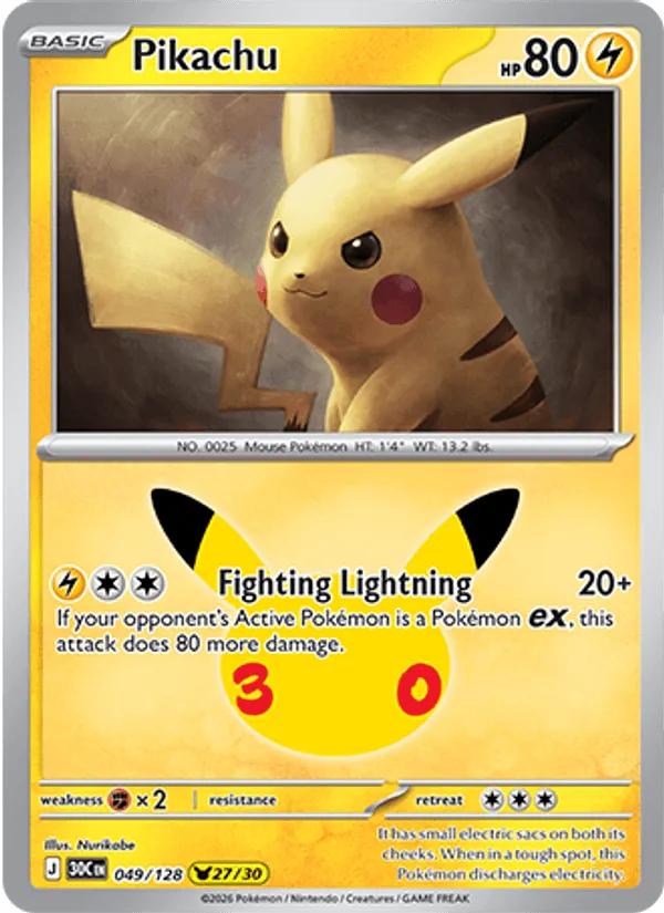 Carte Pikachu — 30th Celebration