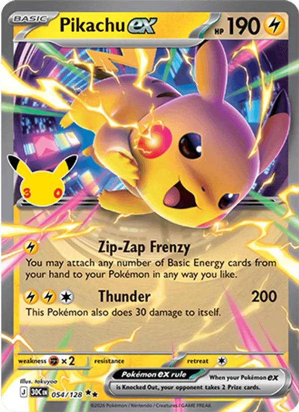 Carte Pikachu ex — 30th Celebration