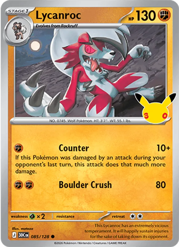 Carte Lycanroc — 30th Celebration