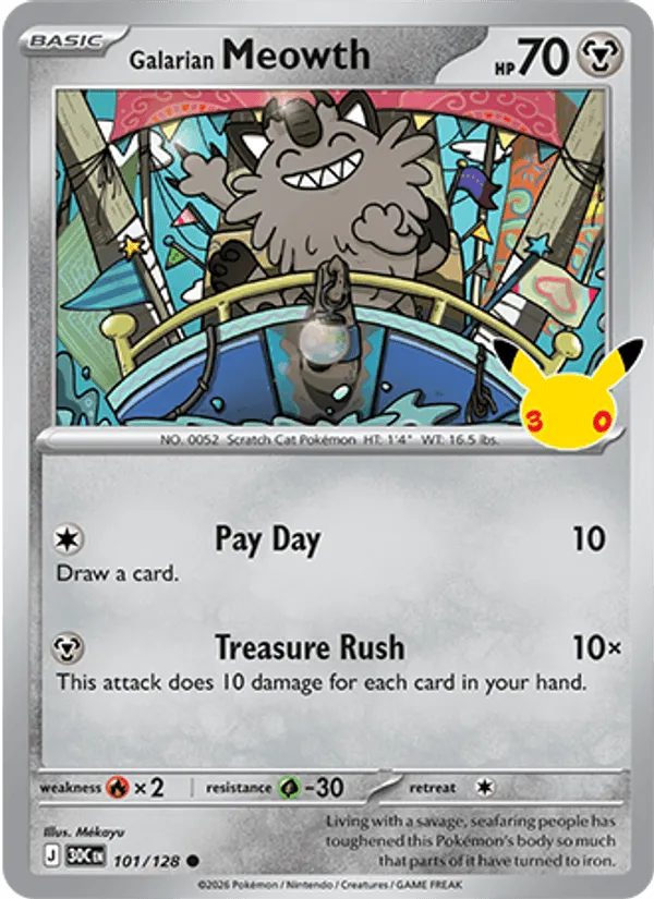 Carte Galarian Meowth — 30th Celebration