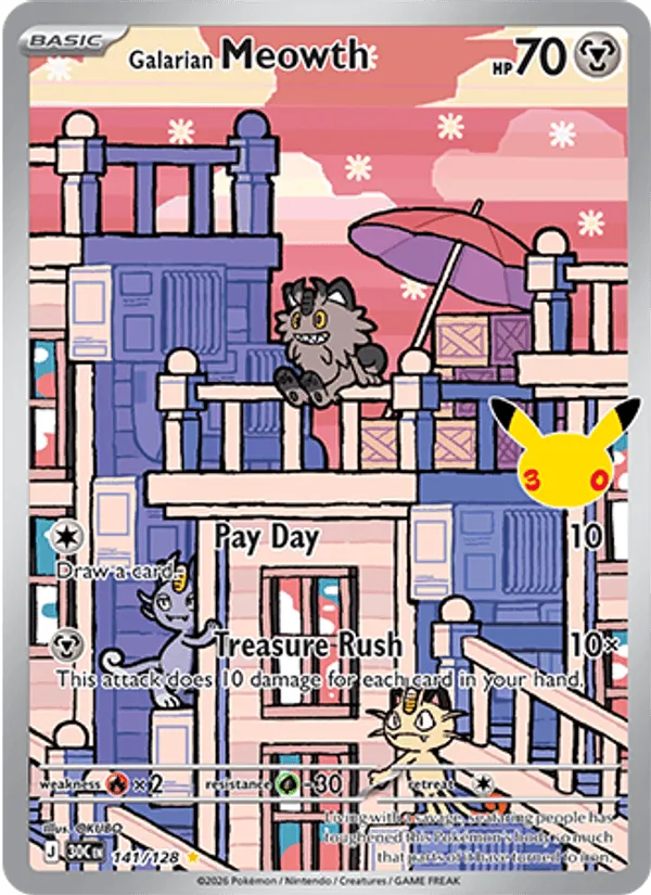 Carte Galarian Meowth — 30th Celebration