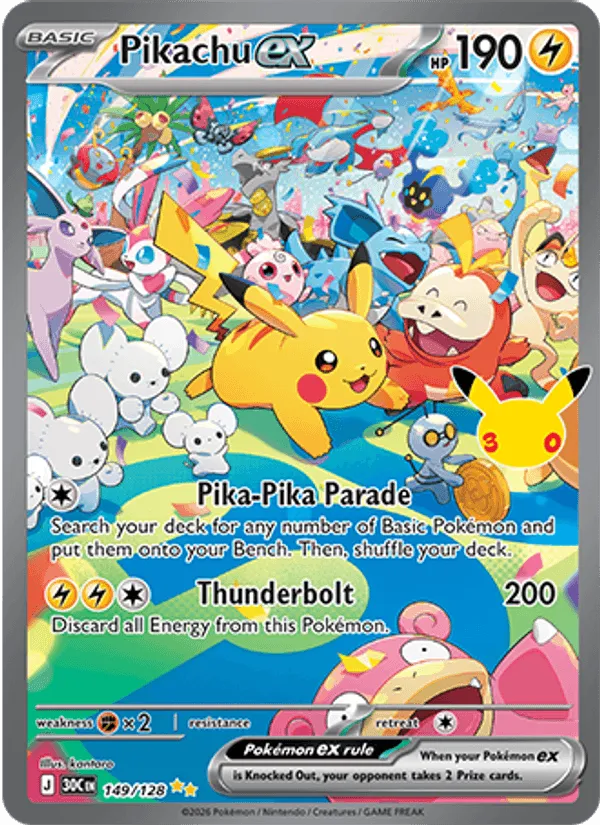 Carte Pikachu ex — 30th Celebration