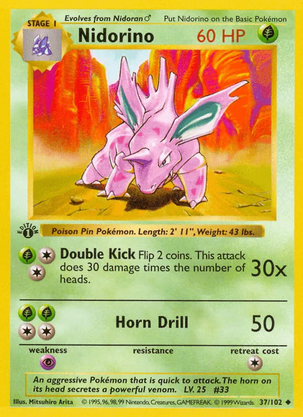 Carte Nidorino — Base Set