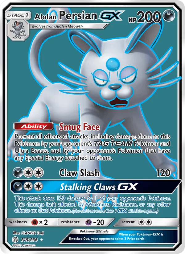 Carte Alolan Persian GX — Cosmic Eclipse