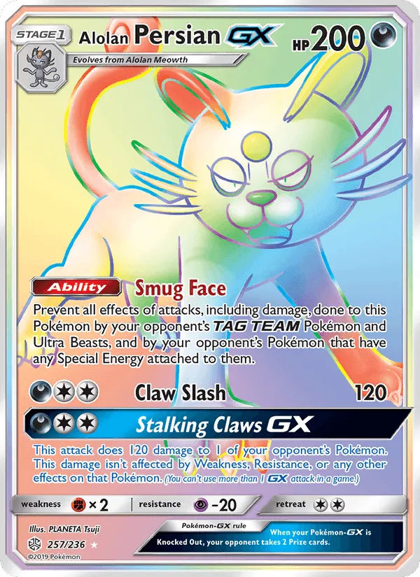 Carte Alolan Persian GX — Cosmic Eclipse