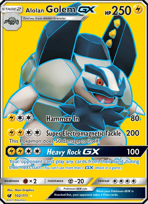 Carte Alolan Golem GX — Crimson Invasion