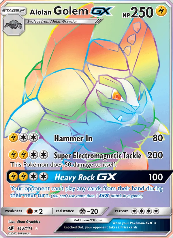 Carte Alolan Golem GX — Crimson Invasion
