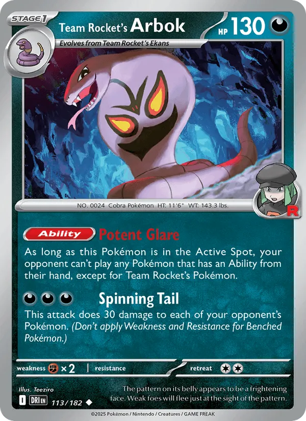 Carte Arbok de la Team Rocket — Destined Rivals Additionals