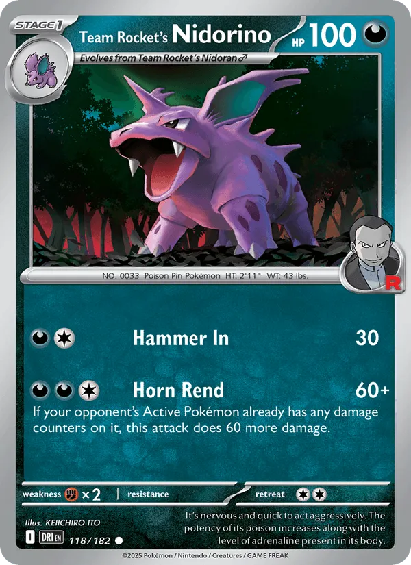 Carte Nidorino de la Team Rocket — Destined Rivals Additionals