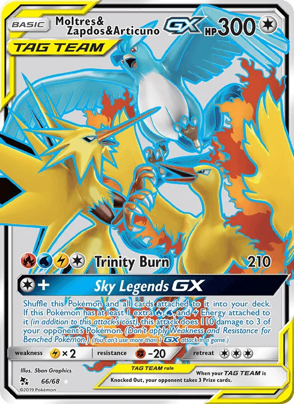 Carte Moltres & Zapdos & Articuno GX — Hidden Fates