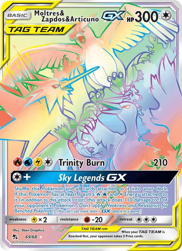 Carte Moltres & Zapdos & Articuno GX — Hidden Fates
