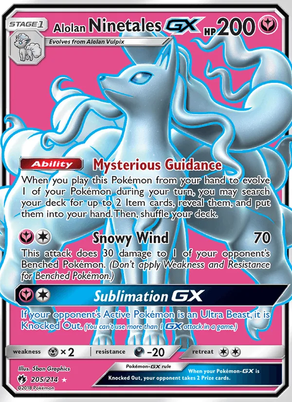 Carte Alolan Ninetales GX — Lost Thunder