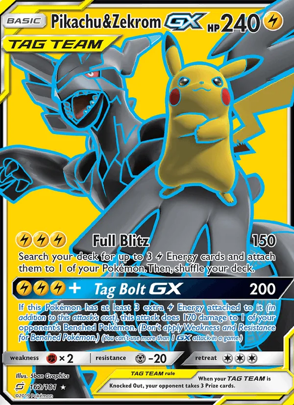 Carte Pikachu & Zekrom GX — Team Up