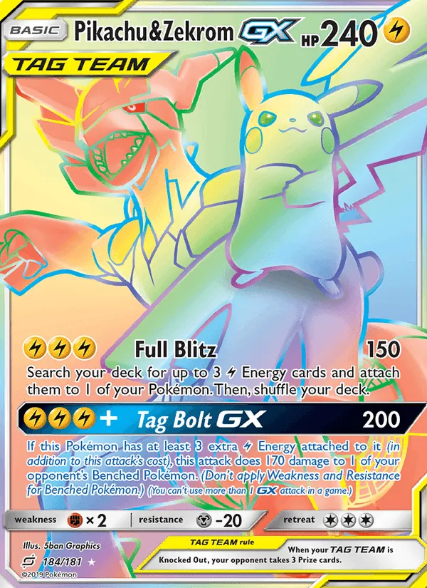 Carte Pikachu & Zekrom GX — Team Up