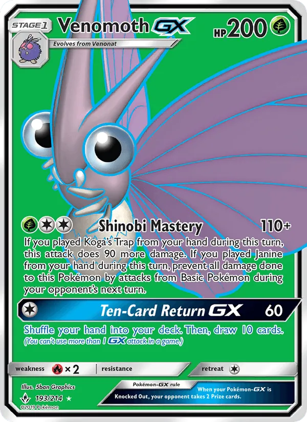 Carte Venomoth GX — Unbroken Bonds