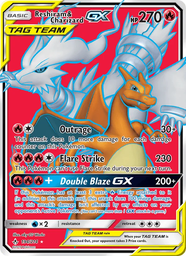 Carte Reshiram & Charizard GX — Unbroken Bonds