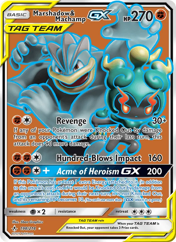 Carte Marshadow & Machamp GX — Unbroken Bonds