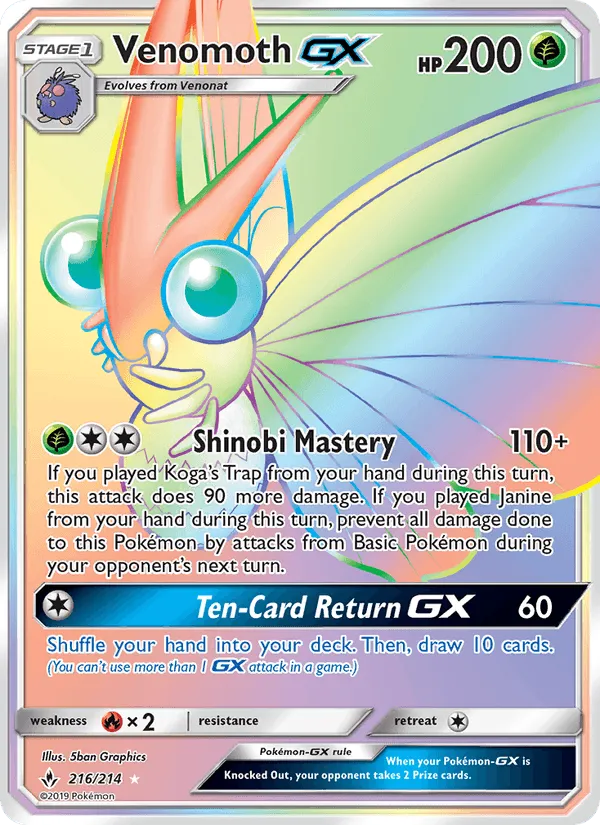 Carte Venomoth GX — Unbroken Bonds