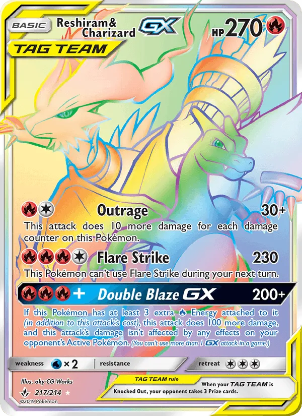 Carte Reshiram & Charizard GX — Unbroken Bonds