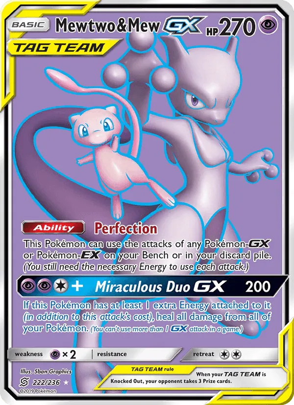 Carte Mewtwo & Mew GX — Unified Minds