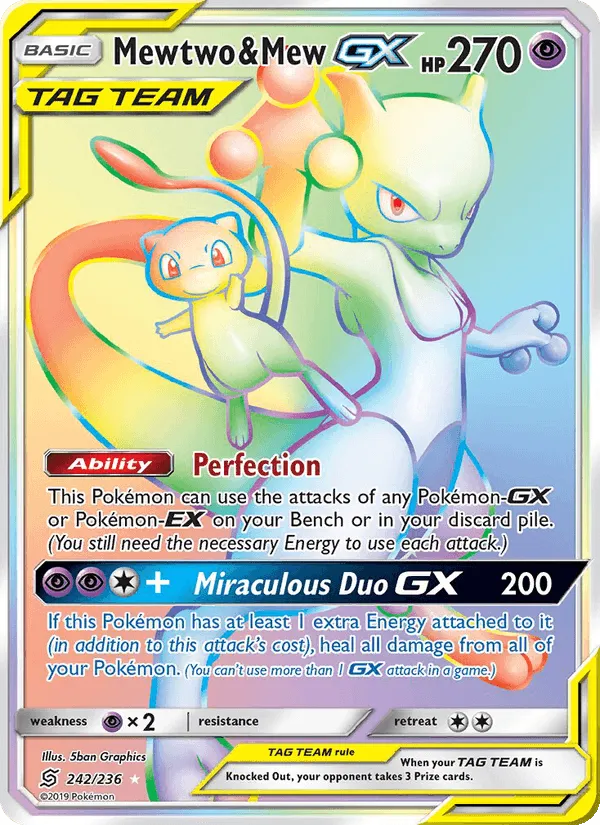Carte Mewtwo & Mew GX — Unified Minds